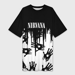 Женская длинная футболка Nirvana rok hand