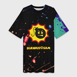 Женская длинная футболка Serious Sam краски текстура