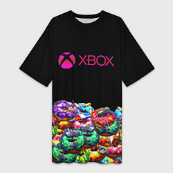 Футболка женская длинная Xbox пончики, цвет: 3D-принт