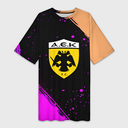 Женская длинная футболка AEK fc geometry splash