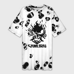 Женская длинная футболка Samurai черные краски текстура