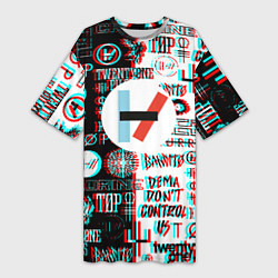 Женская длинная футболка Twenty one pilots glitch pattern