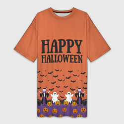 Женская длинная футболка Happy Halloween pattern