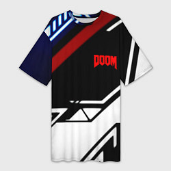 Футболка женская длинная Doom steel geometry, цвет: 3D-принт