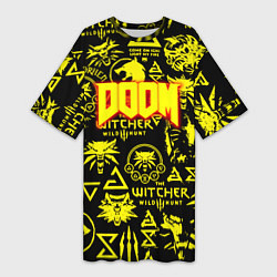 Женская длинная футболка Doom x Witcher