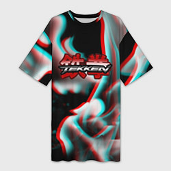 Женская длинная футболка Tekken fire glitch