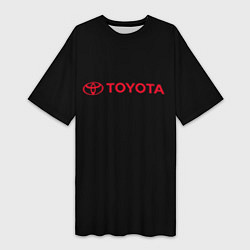 Футболка женская длинная Toyota red logo auto, цвет: 3D-принт