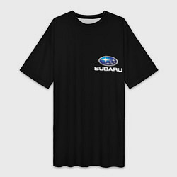 Женская длинная футболка Subaru logo auto