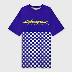 Женская длинная футболка Cyberpunk 2077 клетка