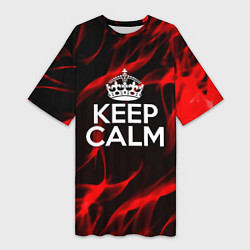 Футболка женская длинная Keep calm flame red, цвет: 3D-принт