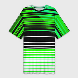 Футболка женская длинная Разноцветные вертикальные линии, цвет: 3D-принт