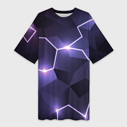 Футболка женская длинная Молниеносная геометрия с подсветкой, цвет: 3D-принт