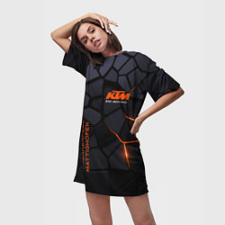 Футболка женская длинная KTM - плиты с эффектом свечения, цвет: 3D-принт — фото 2
