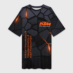 Футболка женская длинная KTM - плиты с эффектом свечения, цвет: 3D-принт