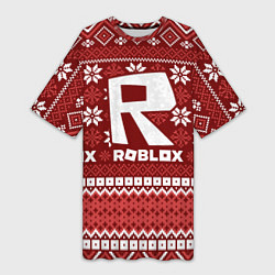 Женская длинная футболка Новогодний свитер ugly Roblox