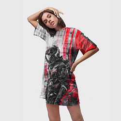 Футболка женская длинная Футуристичный андроид-путешественник, цвет: 3D-принт — фото 2