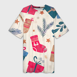 Женская длинная футболка Новогодняя атмосфера