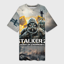 Футболка женская длинная S t a l k e r Heart of Chornobyl, цвет: 3D-принт