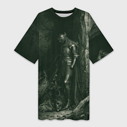 Женская длинная футболка Уставший воин после битвы