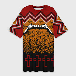 Женская длинная футболка Metallica christmas ugly sweater