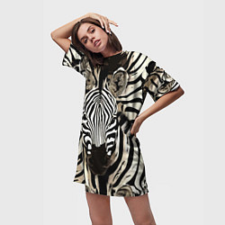 Футболка женская длинная Зебры, цвет: 3D-принт — фото 2