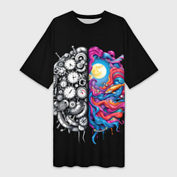 Женская длинная футболка Правое и левое полушарие