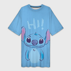 Женская длинная футболка Stitch says hi