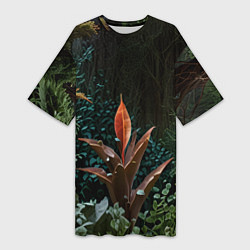 Женская длинная футболка Объемные растения