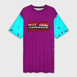Женская длинная футболка Tekken краски неон