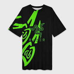 Женская длинная футболка Razer лого лес