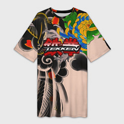 Женская длинная футболка Tekken tatoo japan