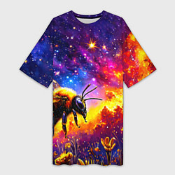 Женская длинная футболка Пчелка в космосе