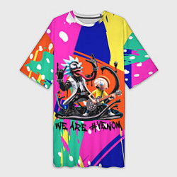 Женская длинная футболка Rick-Venom and Morty - rock group