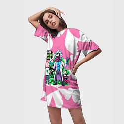 Футболка женская длинная Рик-Веном и Морти - ядовитая слизь, цвет: 3D-принт — фото 2