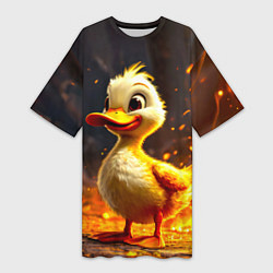 Женская длинная футболка Утенок в огне