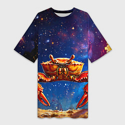 Женская длинная футболка Краб в космосе