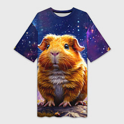 Женская длинная футболка Морская свинка в космосе