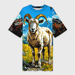 Женская длинная футболка Горный козел