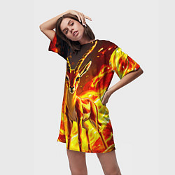 Футболка женская длинная Газель в огне, цвет: 3D-принт — фото 2