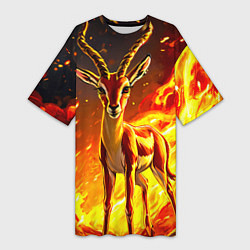 Женская длинная футболка Газель в огне