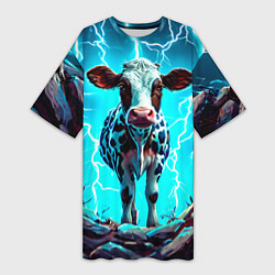 Женская длинная футболка Корова в разрядах молнии