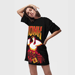 Футболка женская длинная Goose - honk, цвет: 3D-принт — фото 2