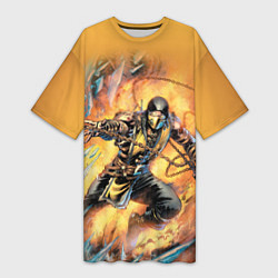Женская длинная футболка Scorpion - Mortal Kombat