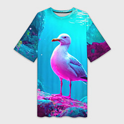 Женская длинная футболка Подводная чайка