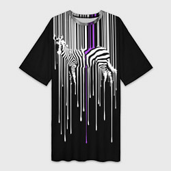 Женская длинная футболка Штрихкод зебра