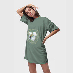 Футболка женская длинная Весна пчела на цветке, цвет: 3D-принт — фото 2