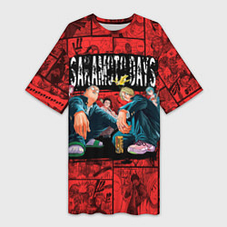 Футболка женская длинная Дни сакамото герои, цвет: 3D-принт