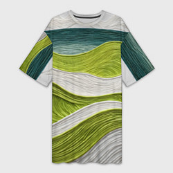 Футболка женская длинная Лаймовые волны, цвет: 3D-принт