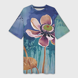 Женская длинная футболка Красочный цветок