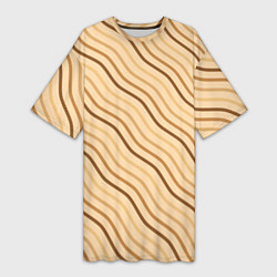 Футболка женская длинная Мягкие волны, цвет: 3D-принт
